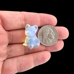 Carved Opalite French Bulldog - Miniature gemstone Crystal dog - accepting offer